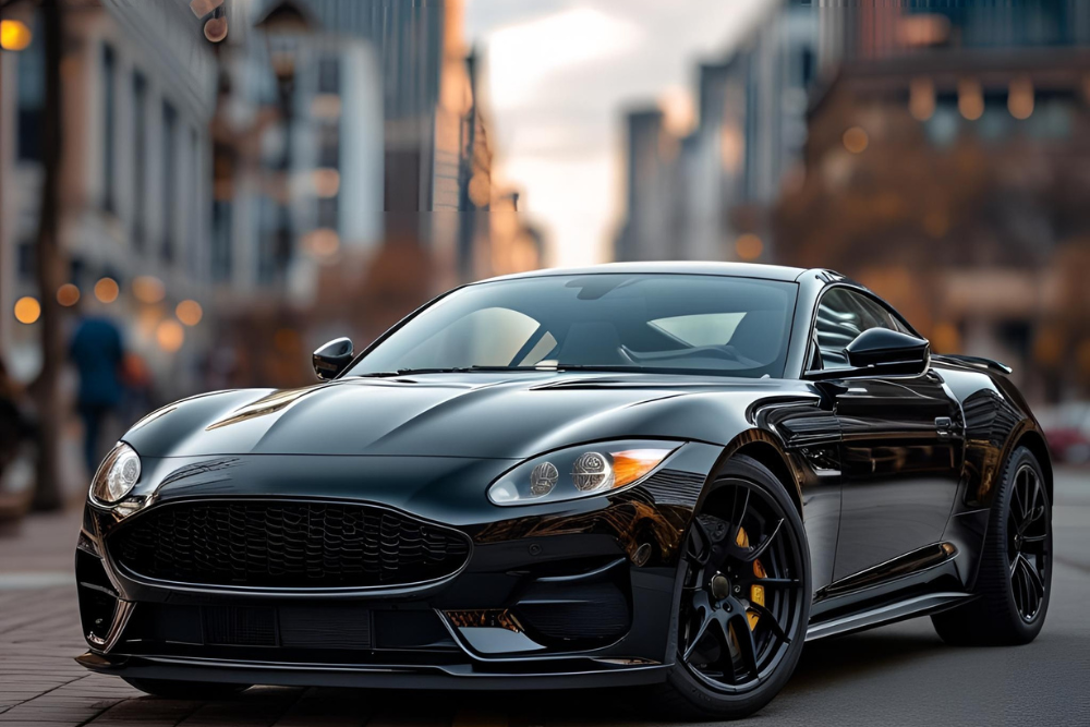 Shiny black sports car