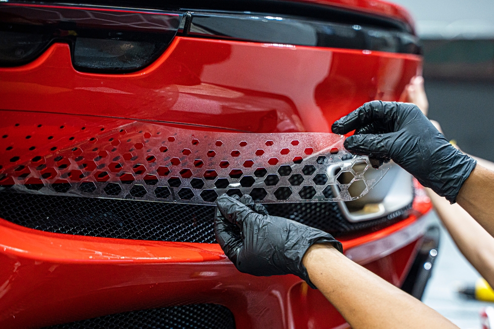 Paint protection film installation on the rear end part