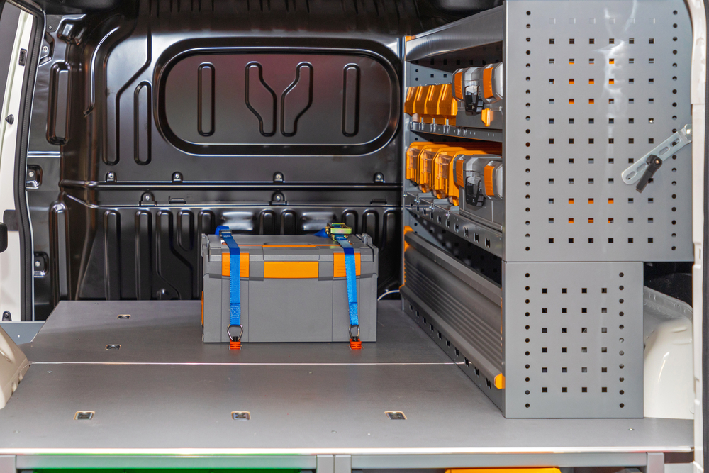 Toolbox is being placed inside the van