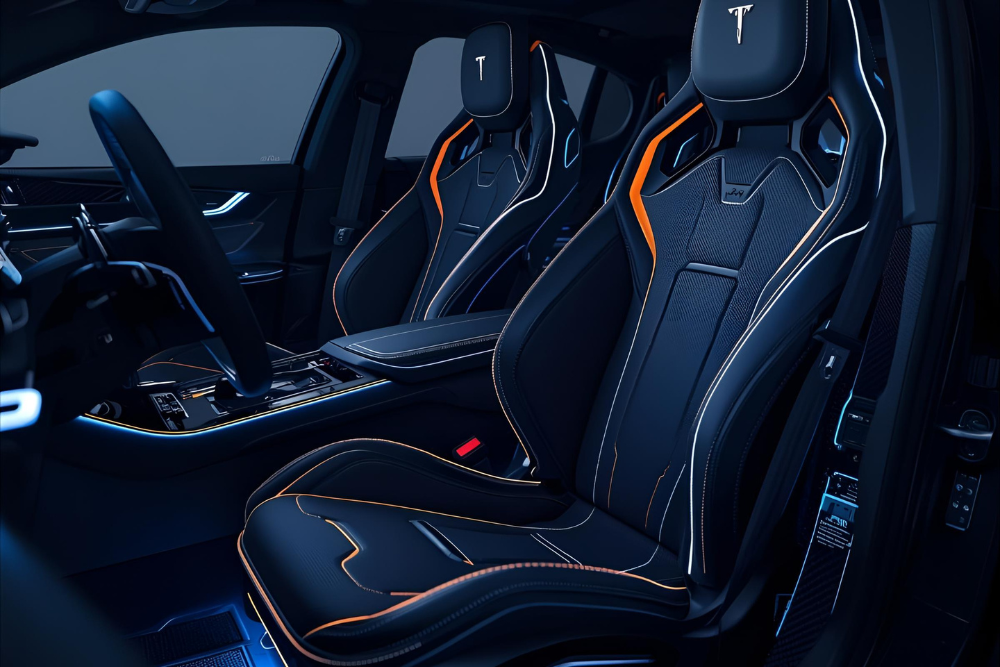 Stylish Car seats with background light underneath