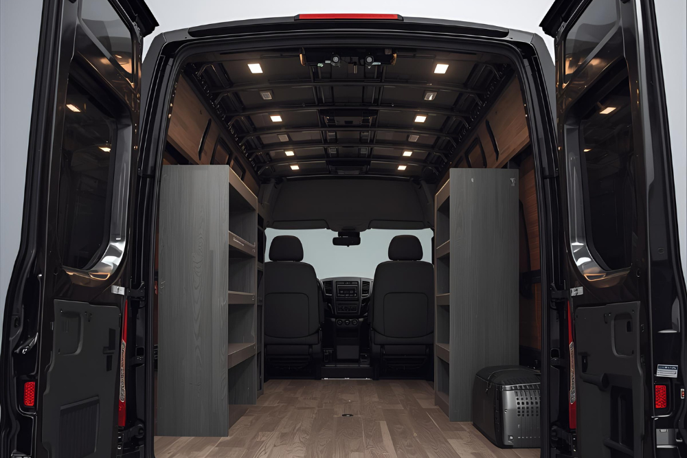 Well-arranged van shelves