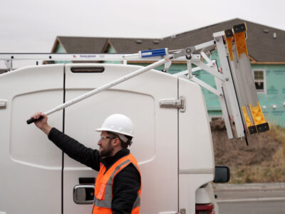 Van with ladder rack attached