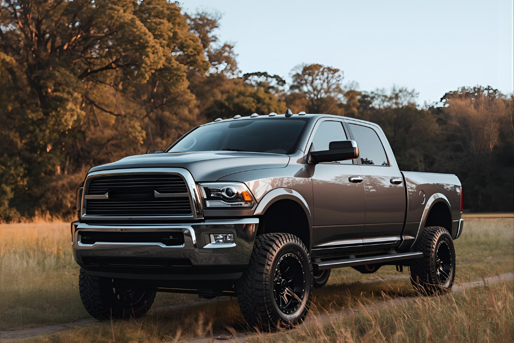 Lifted Pick up truck with nice nature background